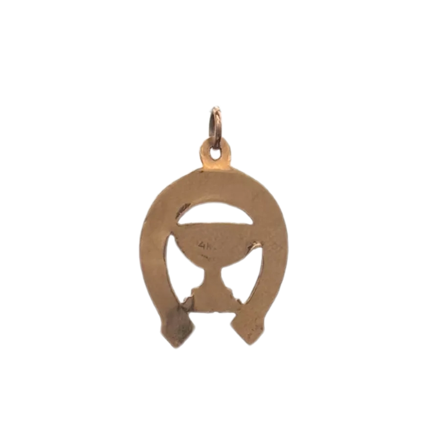Vintage 14k Yellow Gold Menorah Horseshoe Charm
