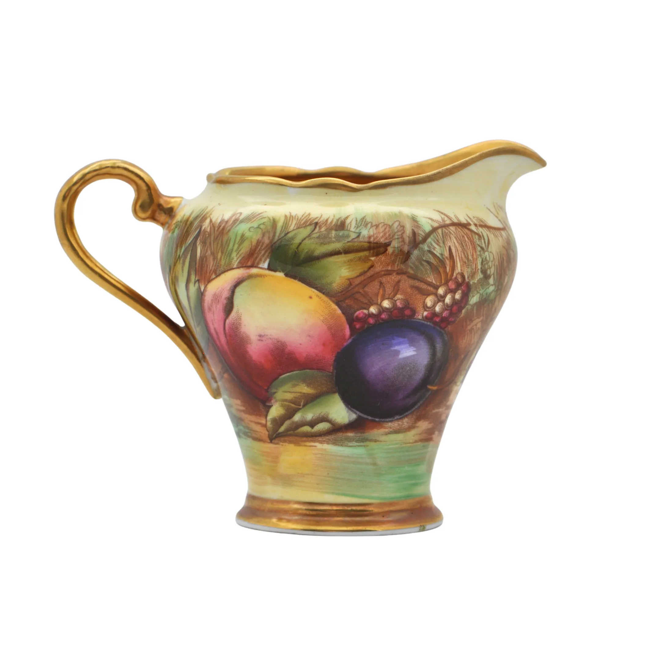 Vintage Aynsley 'Orchard Gold' Creamer and Open Sugar Bowl Set Signed 'N.Brunt' and 'D.Jones'