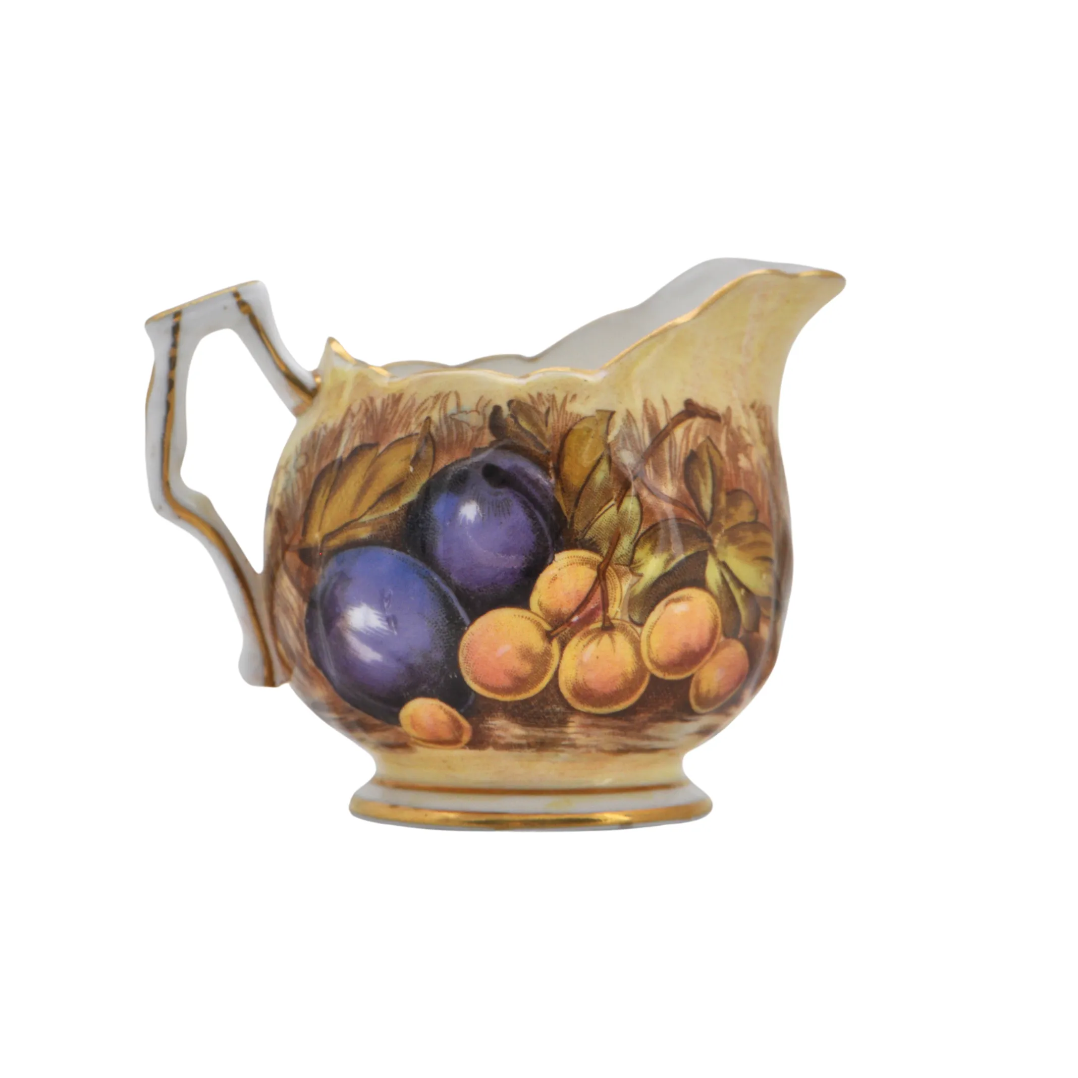 Vintage Aynsley 'Orchard Gold' Creamer and Open Sugar Bowl Set Signed 'N.Brunt' and 'D.Jones'