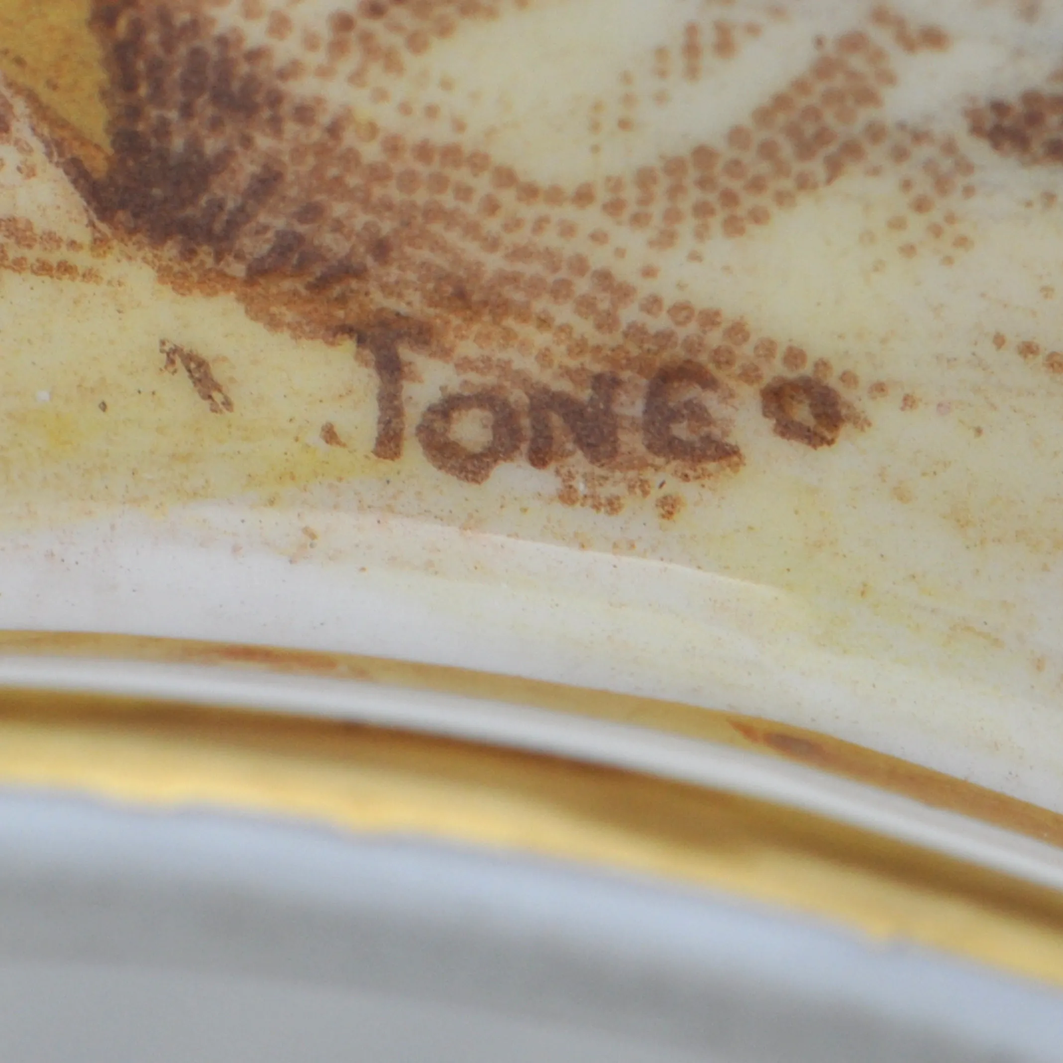 Vintage Aynsley 'Orchard Gold' Creamer and Open Sugar Bowl Set Signed 'N.Brunt' and 'D.Jones'