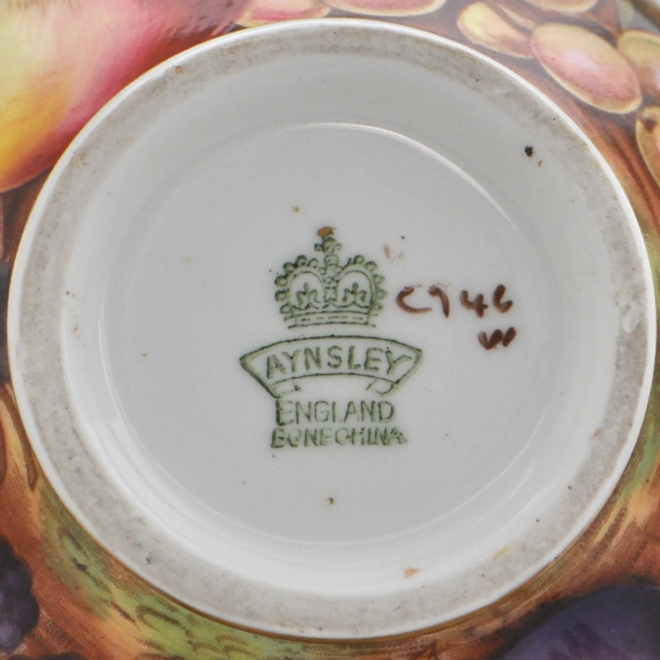 Vintage Aynsley 'Orchard Gold' Creamer and Open Sugar Bowl Set Signed 'N.Brunt' and 'D.Jones'