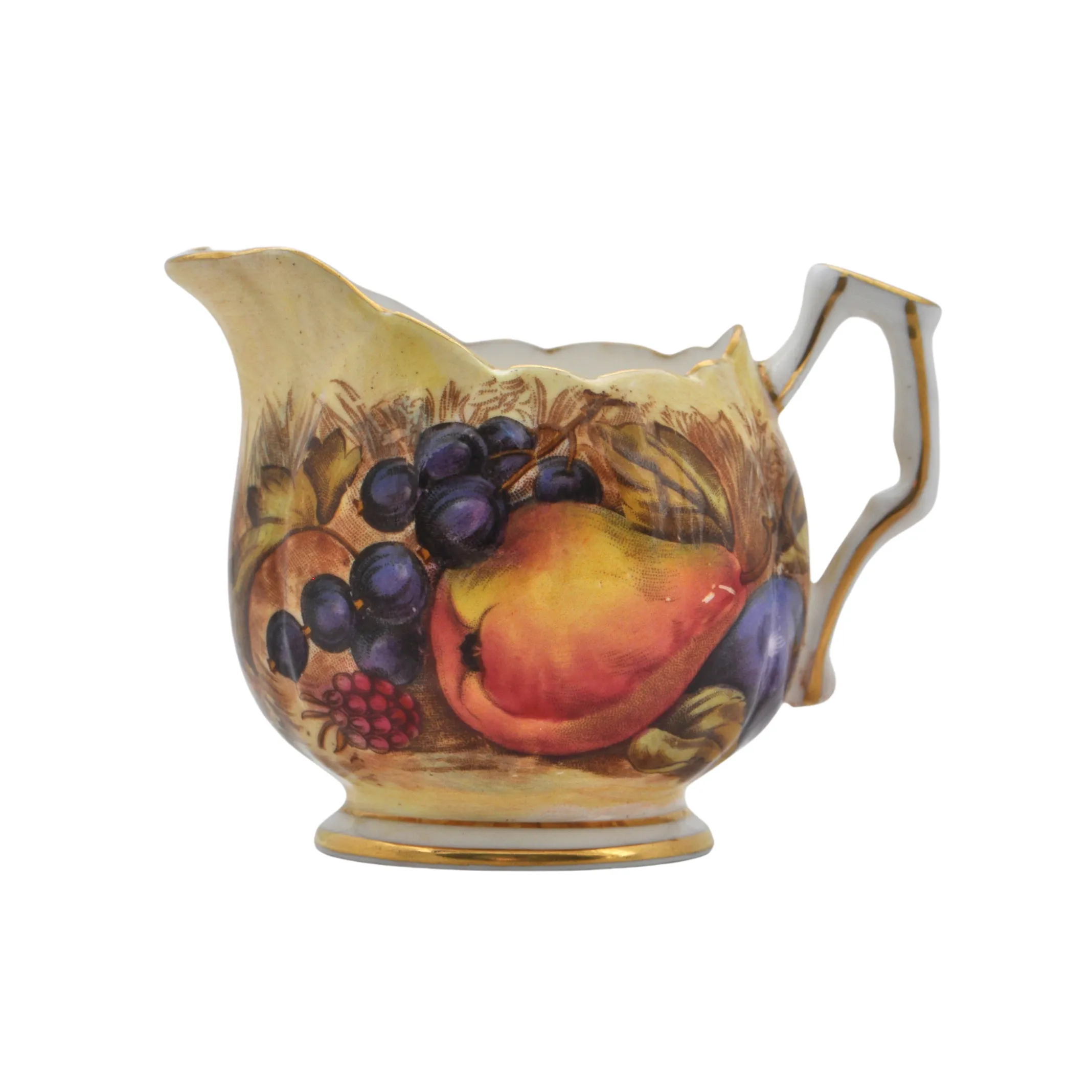 Vintage Aynsley 'Orchard Gold' Creamer and Open Sugar Bowl Set Signed 'N.Brunt' and 'D.Jones'