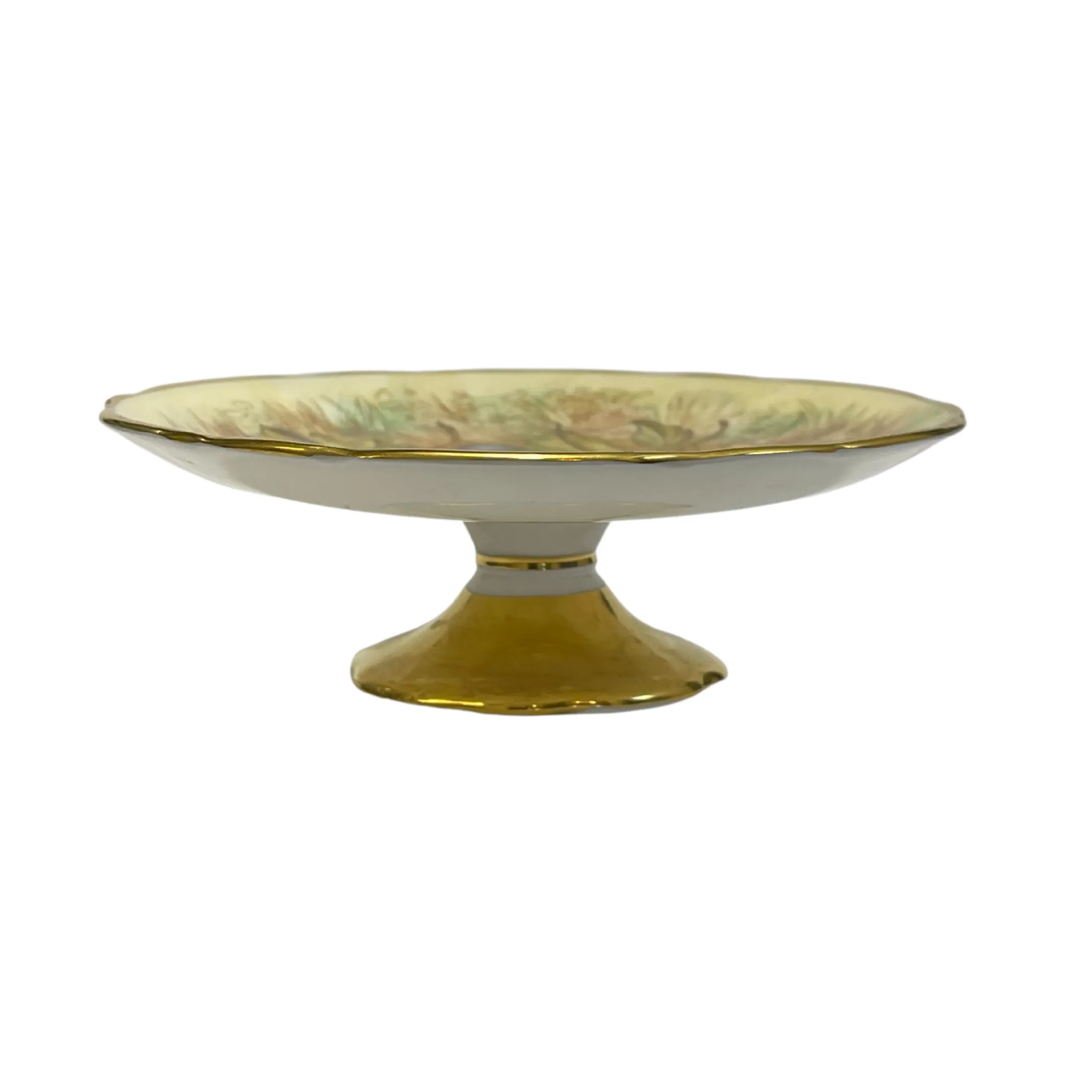 Vintage Aynsley 'Orchard Gold' Small Pedestal Nut and Candy Dish Signed D. Jones