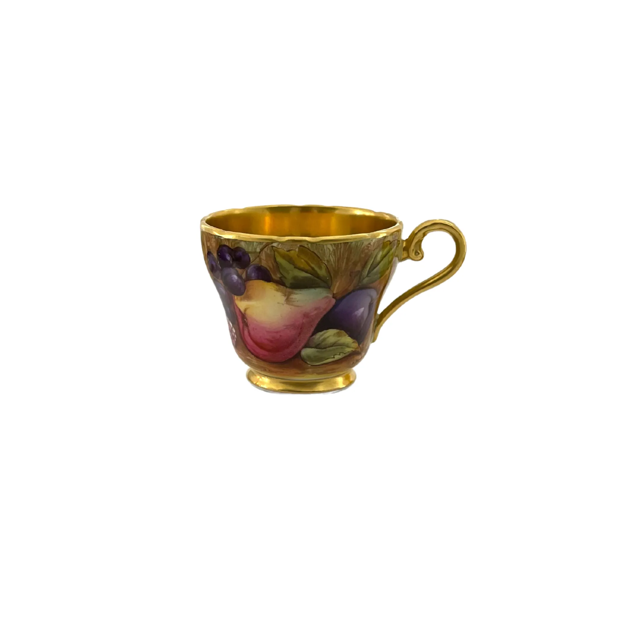 Vintage Aynsley 'Orchard Gold' Small Teacup and Saucer Signed 'N.Brunt'