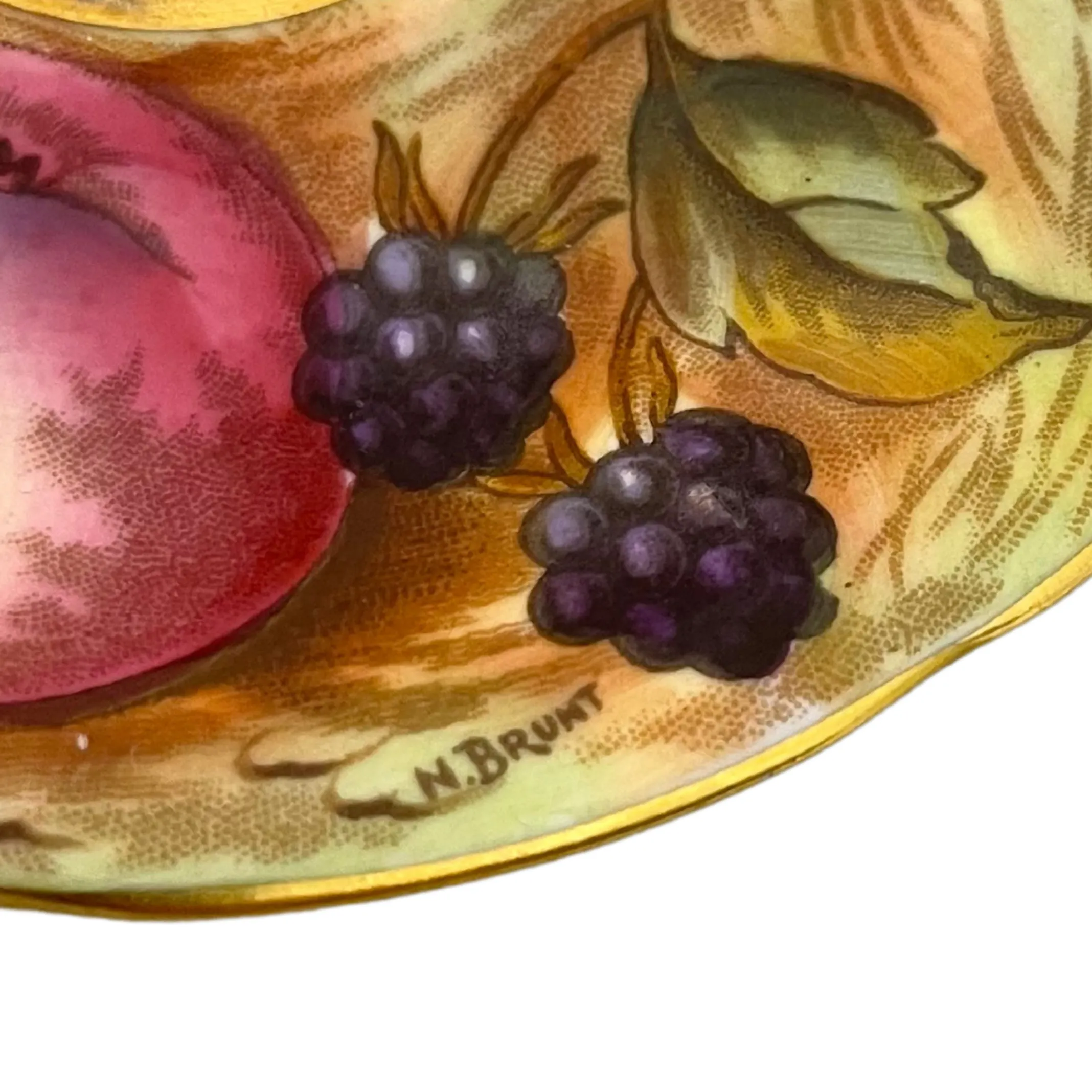 Vintage Aynsley 'Orchard Gold' Small Teacup and Saucer Signed 'N.Brunt'