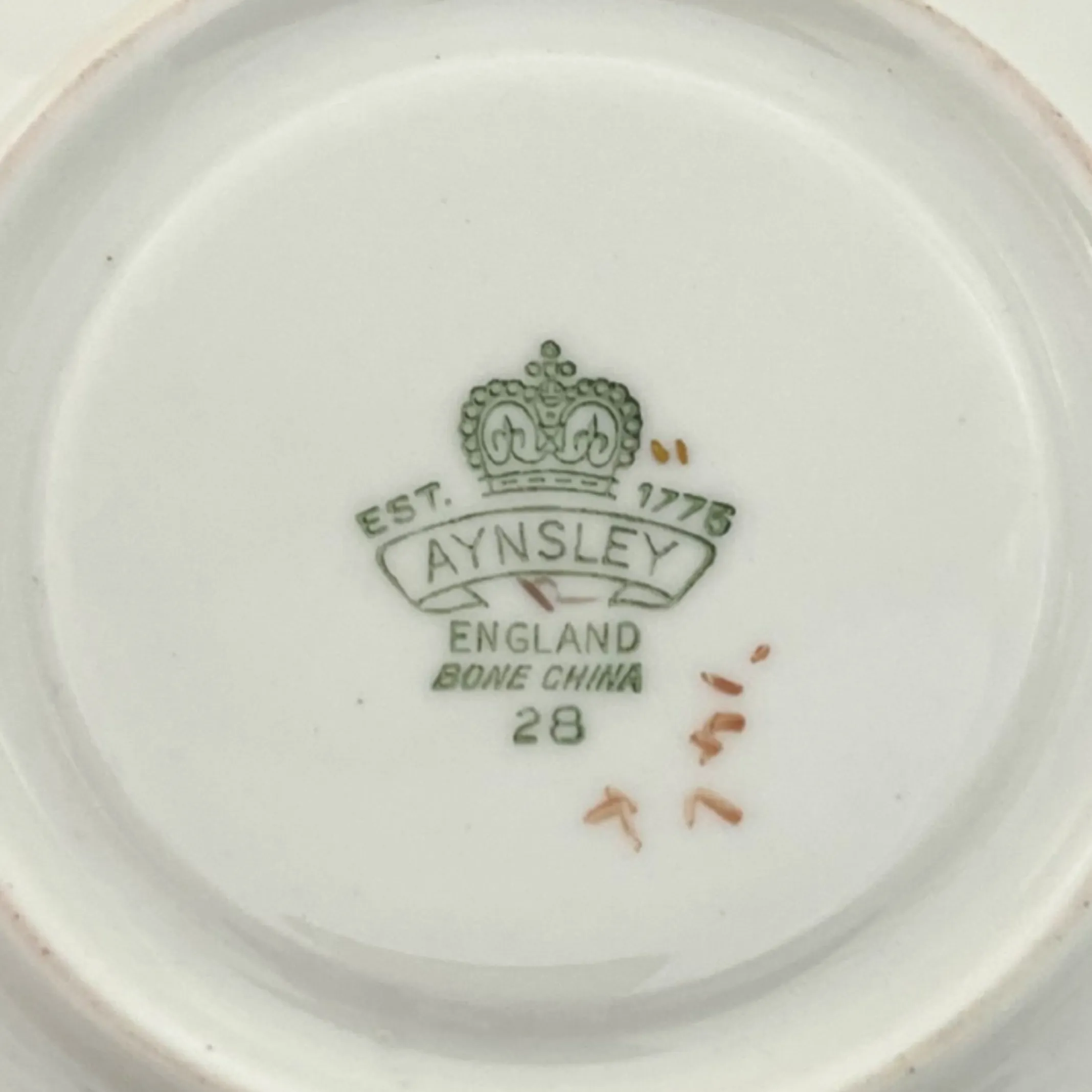 Vintage Aynsley 'Orchard Gold' Small Teacup and Saucer Signed 'N.Brunt'