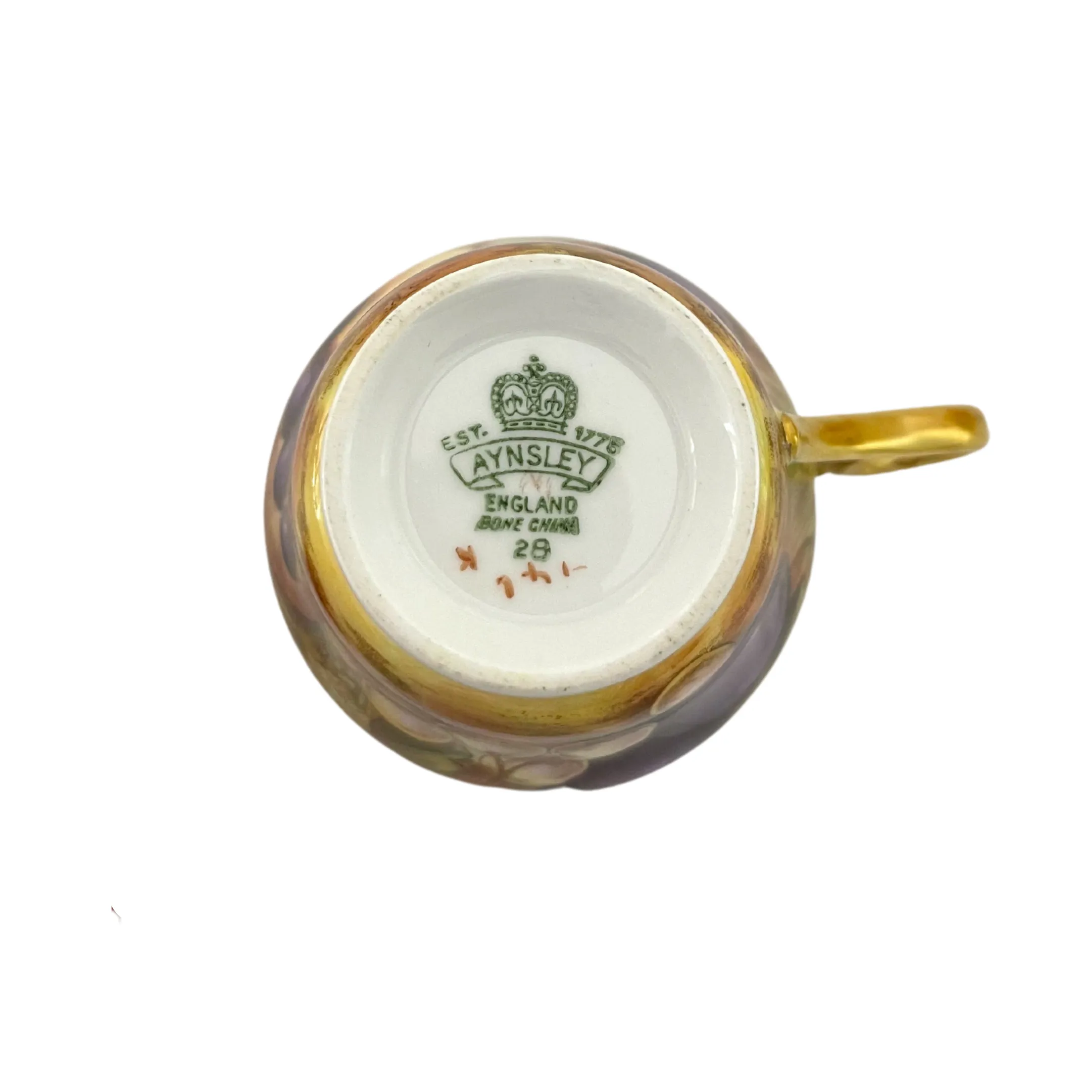 Vintage Aynsley 'Orchard Gold' Small Teacup and Saucer Signed 'N.Brunt'
