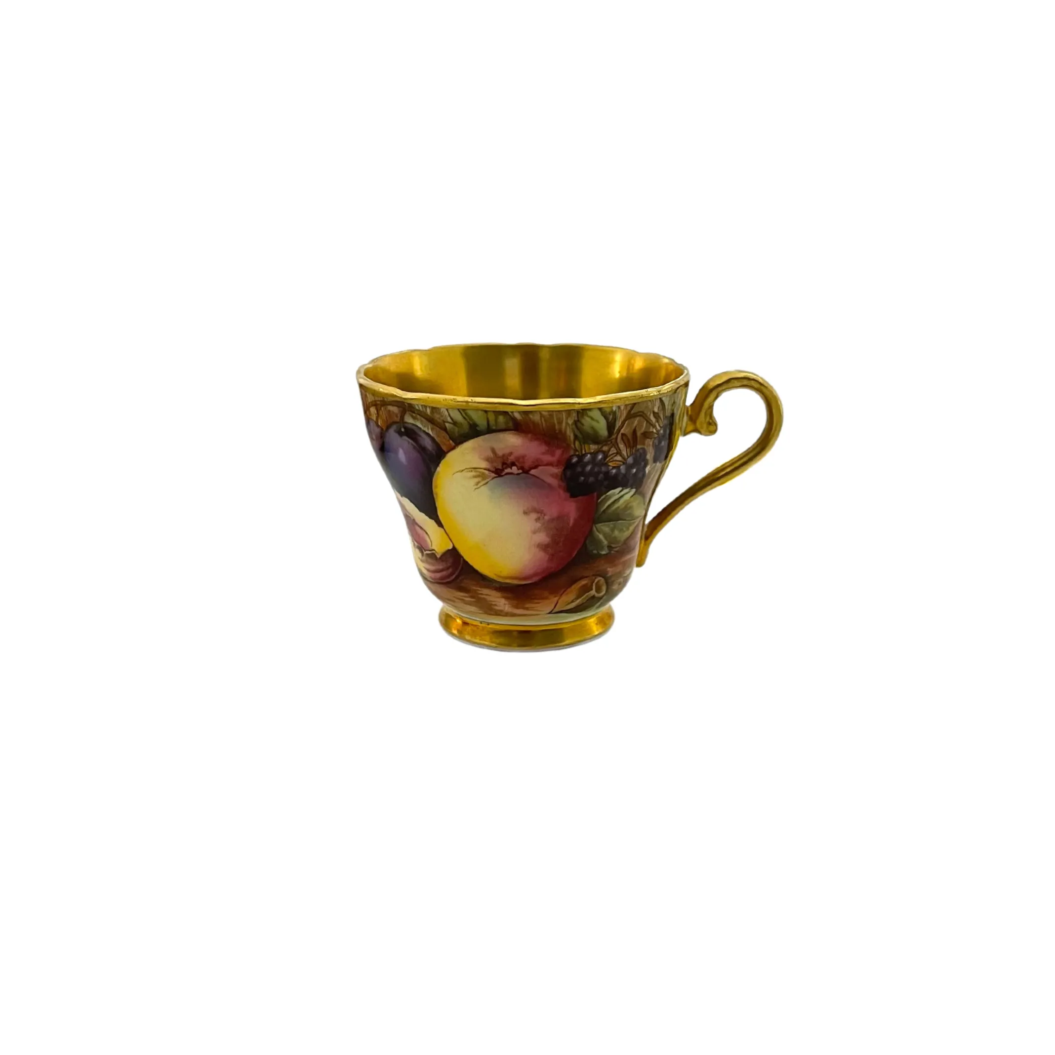 Vintage Aynsley 'Orchard Gold' Small Teacup and Saucer Signed 'N.Brunt'