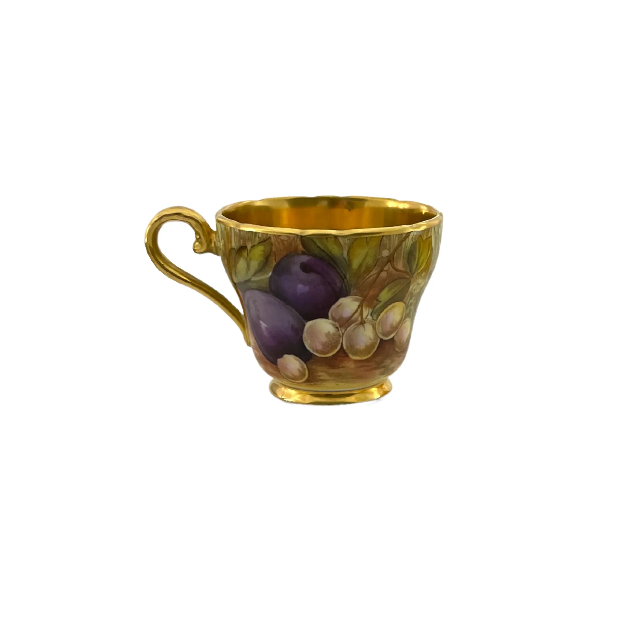Vintage Aynsley 'Orchard Gold' Small Teacup and Saucer Signed 'N.Brunt'
