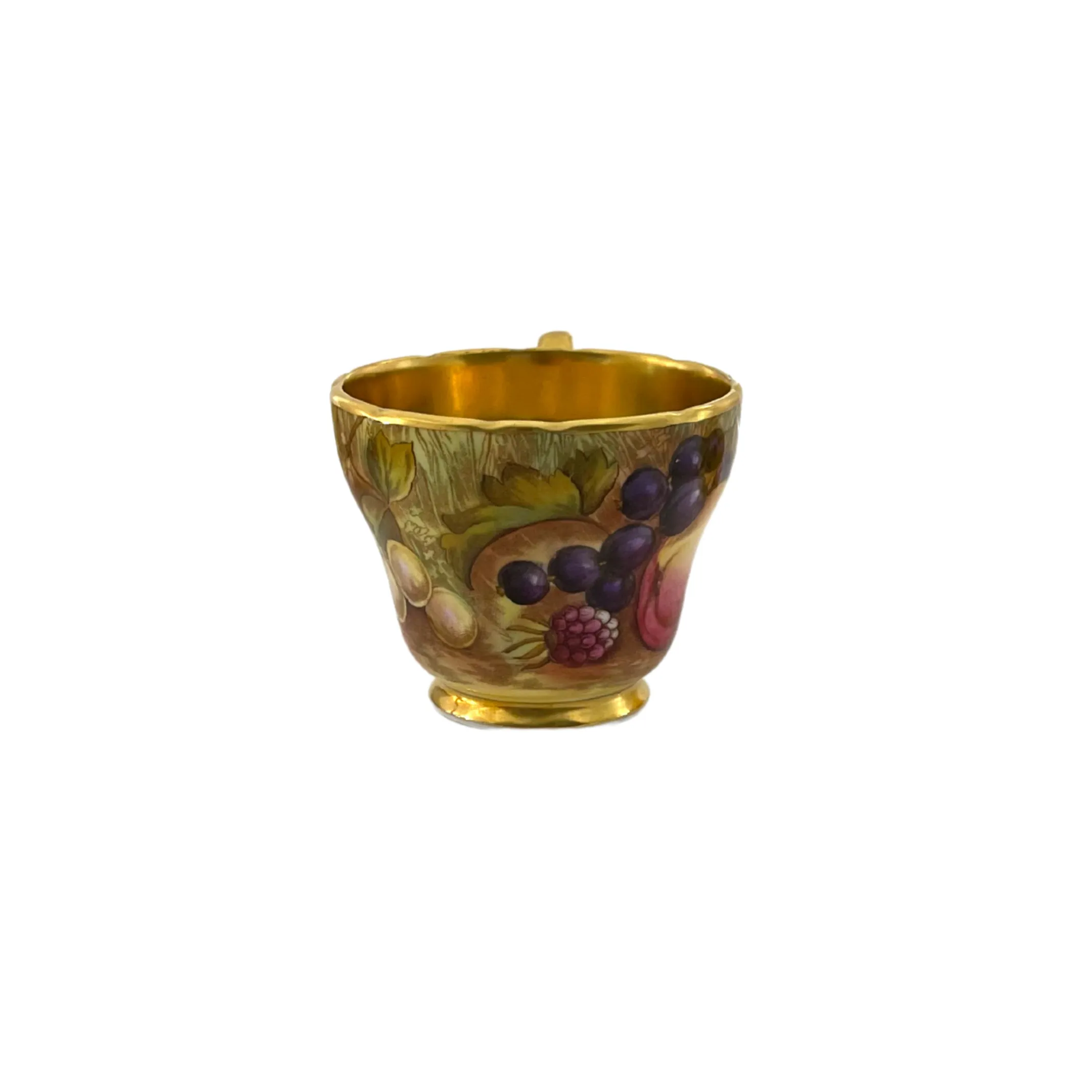 Vintage Aynsley 'Orchard Gold' Small Teacup and Saucer Signed 'N.Brunt'