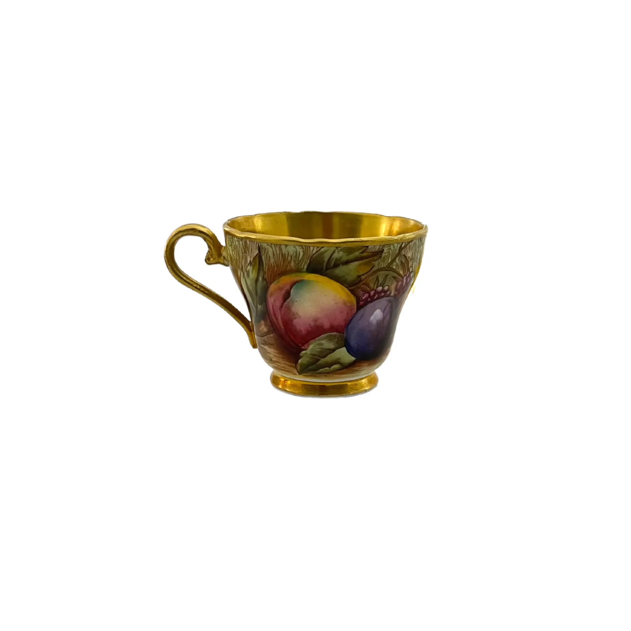 Vintage Aynsley 'Orchard Gold' Small Teacup and Saucer Signed 'N.Brunt'
