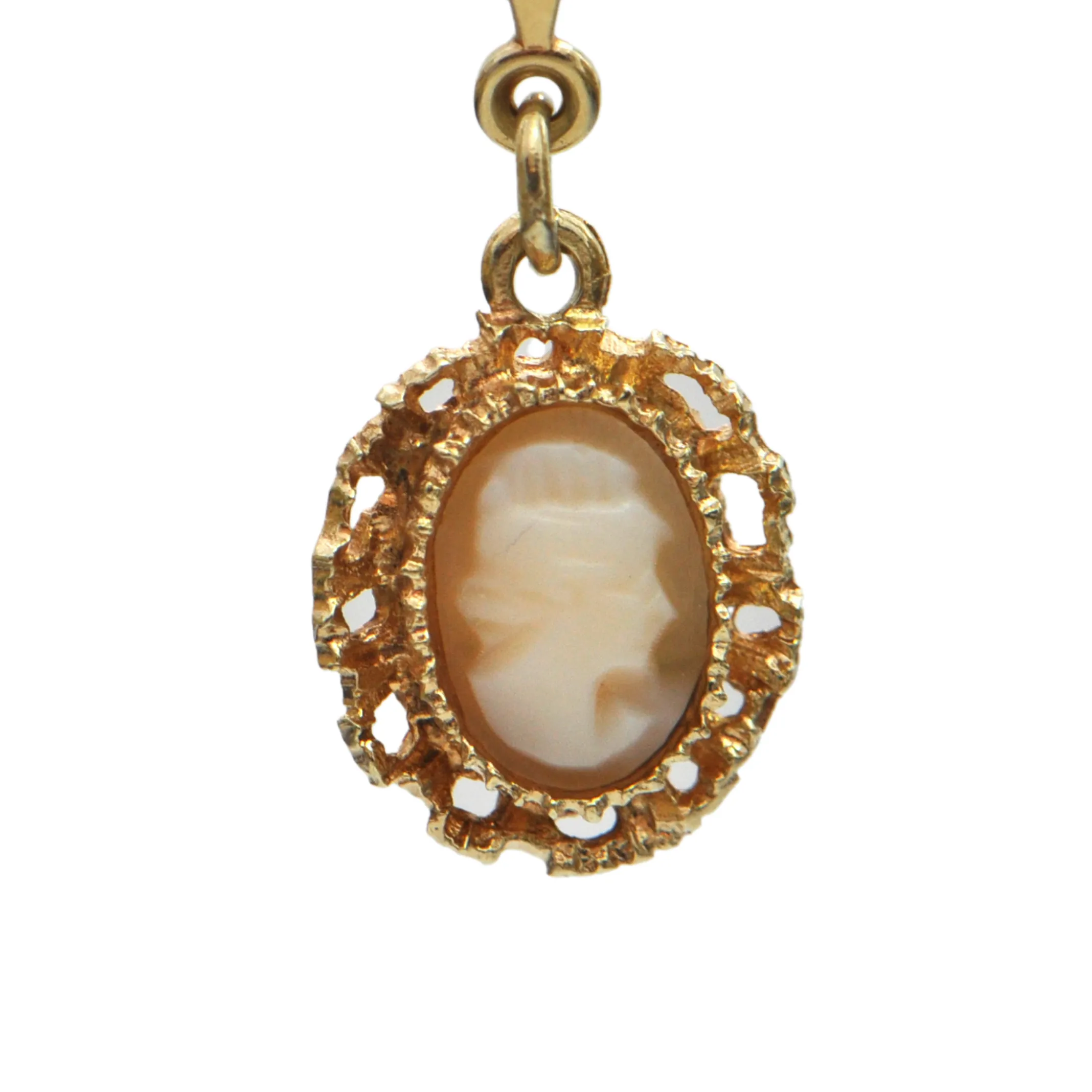 Vintage Cameo 14K Gold Drop Earrings