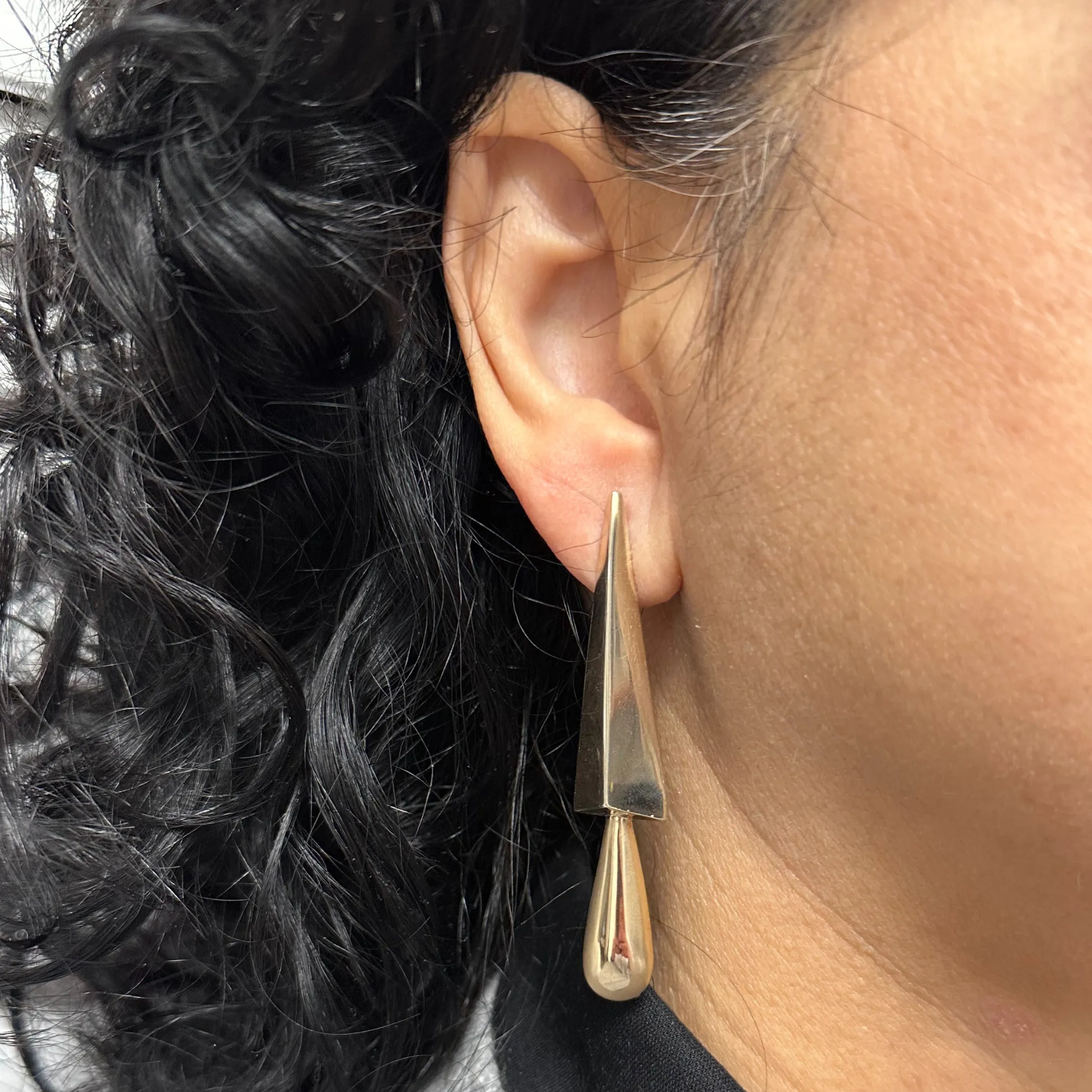 Vintage Hollow 18k Rose Gold Large Drop Earrings